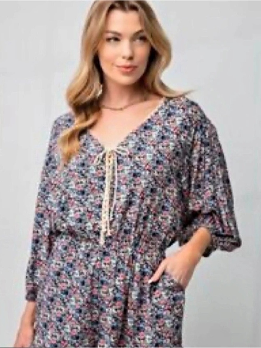 NWT EASEL RAYON Tie Waist Romper OVERSIZED SMALL